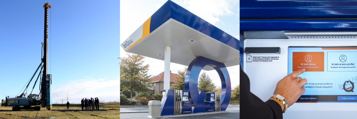 De eerste paal de grond in TanQyou Franeker, toonaangevende tankstation met blauwe Q in Putten, een klant meldt zich aan als TanQyou member